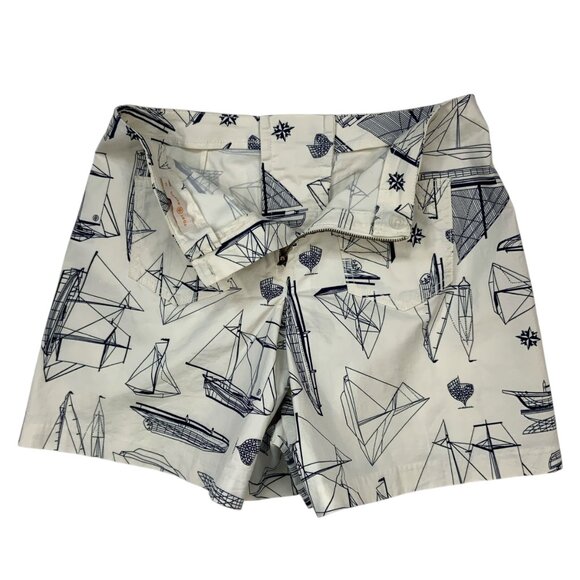 Tory Burch Adrift Skort Shorts 28 Navy Sea New Ivory Spinaker Nautical Sailing - Picture 3 of 12
